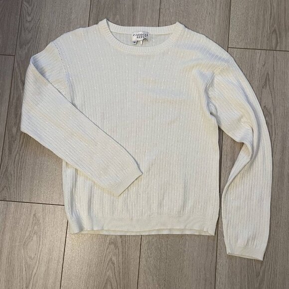 Carroll Reed Sweaters - Carroll Reed Cable Knit Sweater Women's M White Pullover Long Sleeves Crew Neck